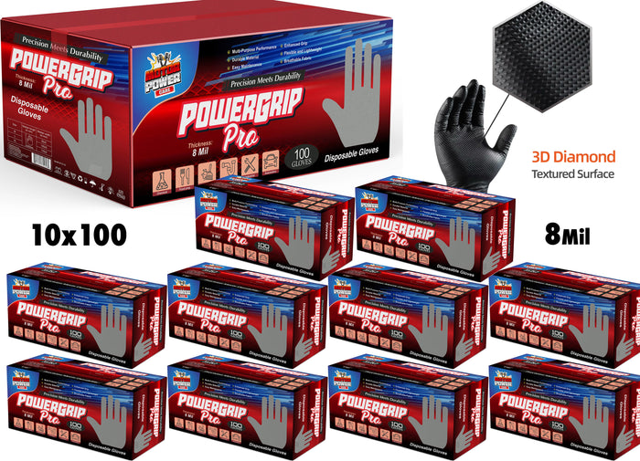 Heavy-Duty Nitrile Gloves — 8 Mil Diamond Grip, 1,000 Count