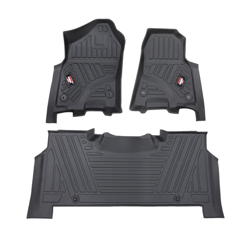 2019-2024 Dodge Ram 1500 Crew Cab New Body (NOT for Classic Models) 3D TPE floor mat latest design, TPE All Weather, Heavy Duty Floor Liner Custom Fit