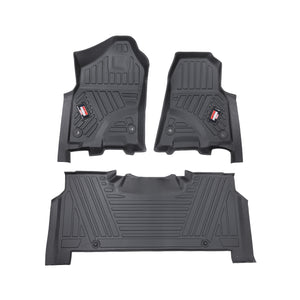 2019-2024 Dodge Ram 1500 Crew Cab New Body (NOT for Classic Models) 3D TPE floor mat latest design, TPE All Weather, Heavy Duty Floor Liner Custom Fit