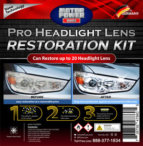 Pro Headlight lens Restoration Kit Certified Nano tech German Made MotorPower Care