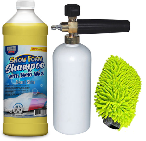 Snow Foam Shampoo with Nano Wax high gloss Kit with foam Sprayer & sponge